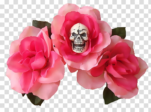 Day of the Dead Tutorial, three pink artificial flowers decor transparent background PNG clipart