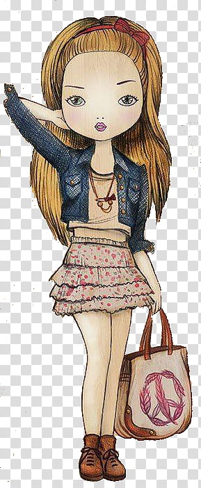 MUNEQUITAS  STREET, brown haired female cartoon character transparent background PNG clipart