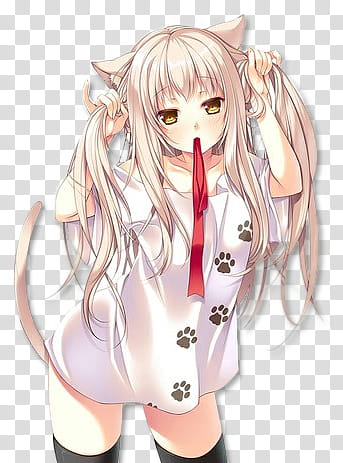 Neko Girl Render , gray-haired woman anime character illustration transparent background PNG clipart