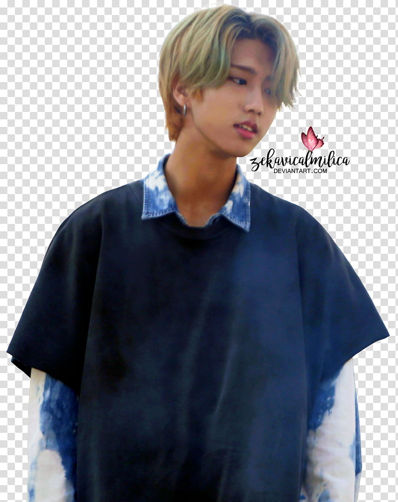 Stray Kids Voices, standing man wearing blue shirt transparent background PNG clipart