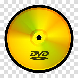 D Cartoon Icons III, WinDVD, yellow DVD disc art transparent background PNG clipart