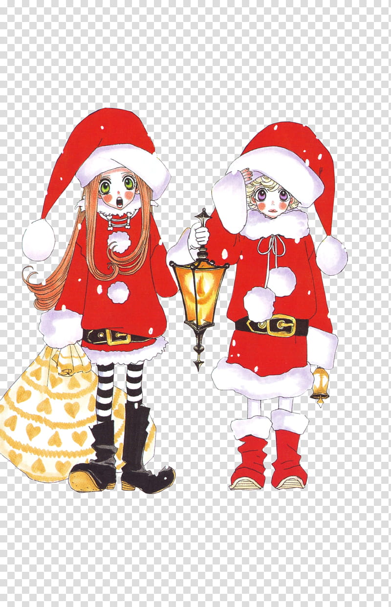 Watchers Special, two anime characters in Santa costumes transparent background PNG clipart