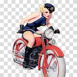 pin up girls , woman riding red motorcycle transparent background PNG clipart