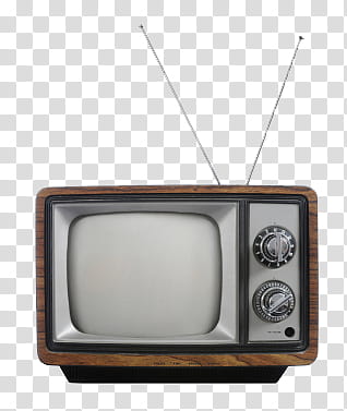 , vintage silver and brown TV transparent background PNG clipart
