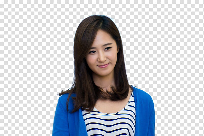 Yuri, woman wearing white striped shirt and blue cardigan transparent background PNG clipart