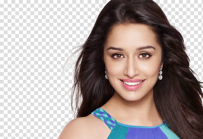 Shraddha Kapoor, woman black haired wearing blue top transparent background PNG clipart