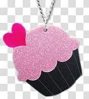 Cupcake Set , cupcake with pink icing and heart topping pendant transparent background PNG clipart