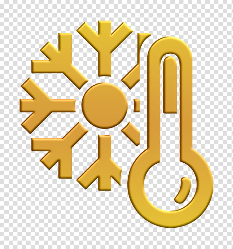 Cold icon Mercury Thermometer and a snowflake icon Weather icon, Yellow, Symbol transparent background PNG clipart