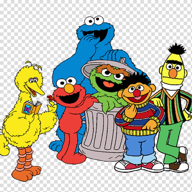 Bert Sesame Street, Elmo, Big Bird, Cookie Monster, Oscar The Grouch, Abby Cadabby, Zoe, Ernie transparent background PNG clipart