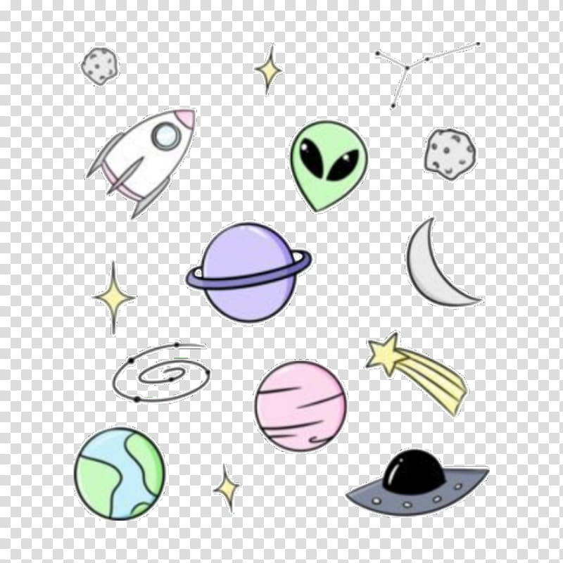 Sticker Line, Aesthetics, Pastel, Extraterrestrial Life, Planner Stickers, Space, Sticker Pack, Cuteness transparent background PNG clipart
