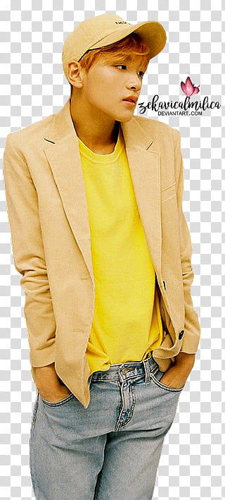 NCT  Touch, man in yellow top and brown suit transparent background PNG clipart