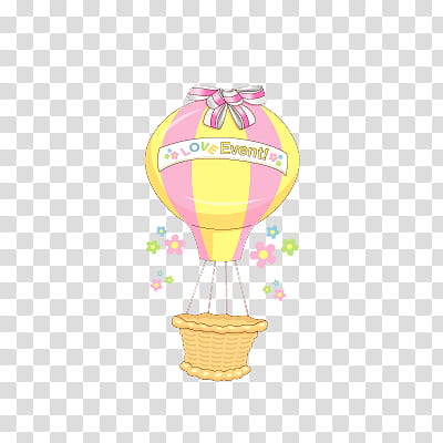 , yellow and pink hot air balloon transparent background PNG clipart