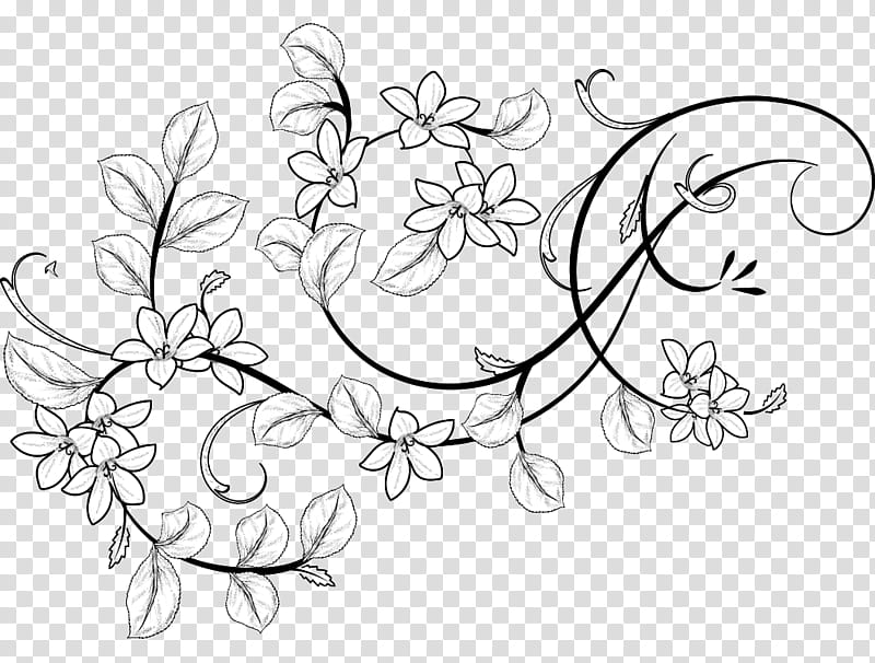 Flowers Decorative Brusheshy, black and white floral textile transparent background PNG clipart