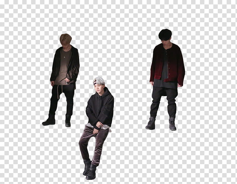 BTS Shooting for MIC Drop, three men wearing jackets and jeans transparent background PNG clipart