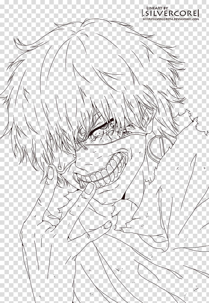 Tokyo Ghoul Kaneki Lineart Anime Character Illustration