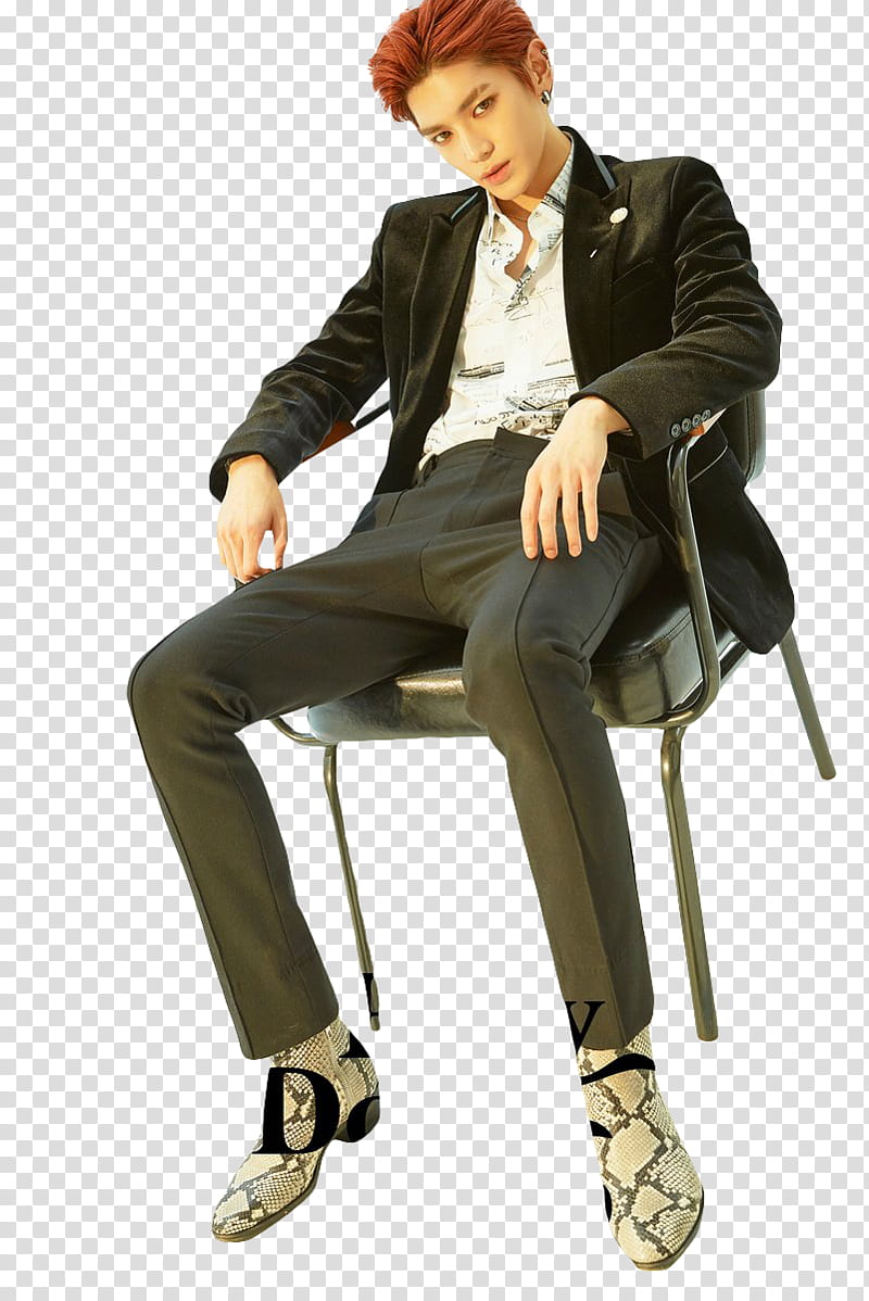 NCT U TAEYONG Y TEN BA, man wearing black leather coat transparent background PNG clipart