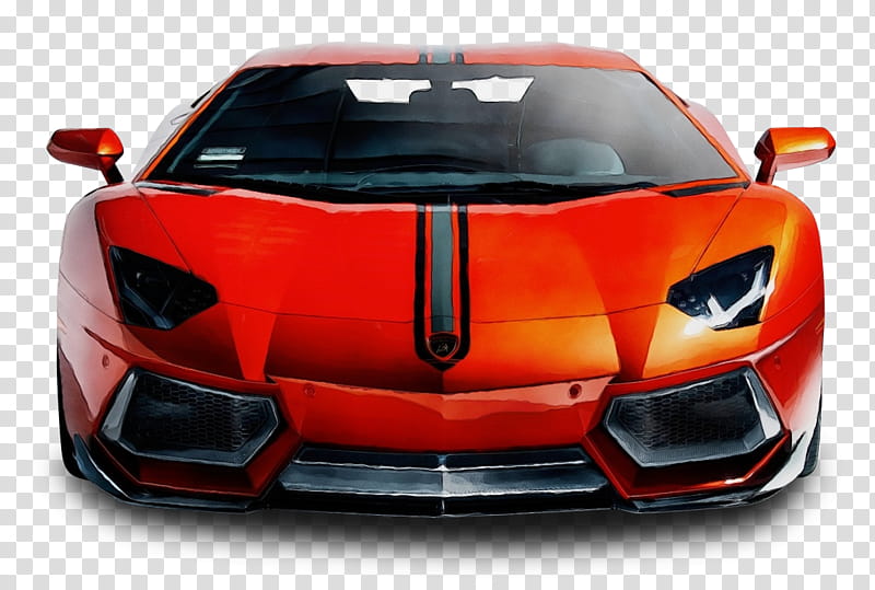 land vehicle vehicle car supercar automotive design, Watercolor, Paint, Wet Ink, Lamborghini AVENTADOR, Sports Car, Hood, Red transparent background PNG clipart