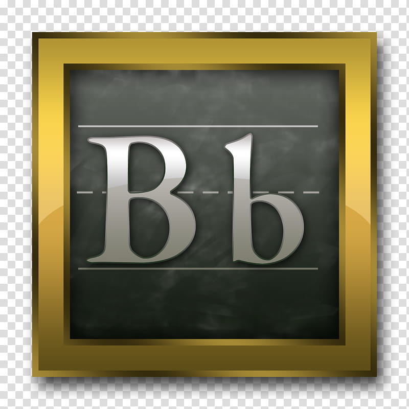 Blackboard Button, letter B with gold frame transparent background PNG clipart