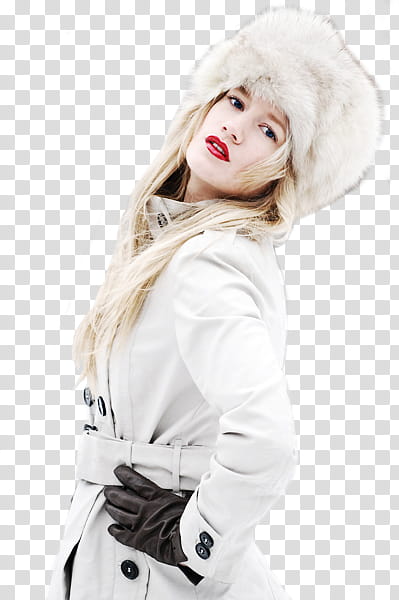 Female Model , woman wearing white Eskimo coat transparent background PNG clipart