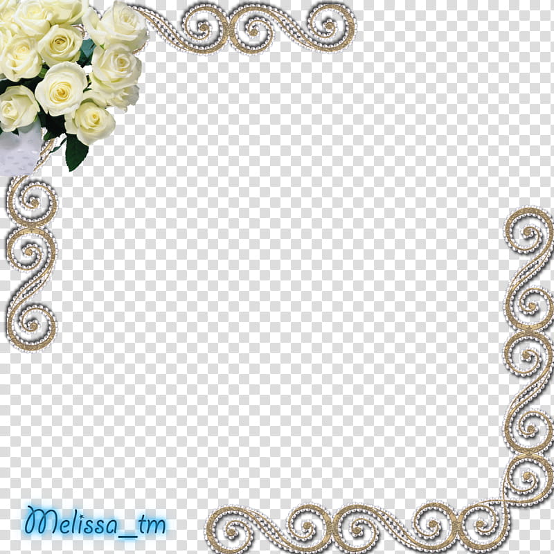 frame with white roses, white borderline transparent background PNG clipart