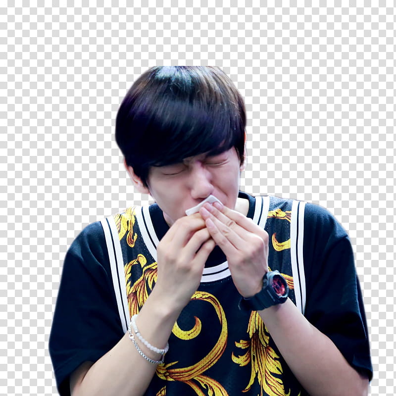Baekhyun, man wiping his mouth with tissue transparent background PNG clipart