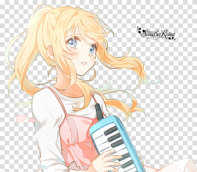 [Render #] Kaori Miyazono, orange-haired anime character illustration transparent background PNG clipart