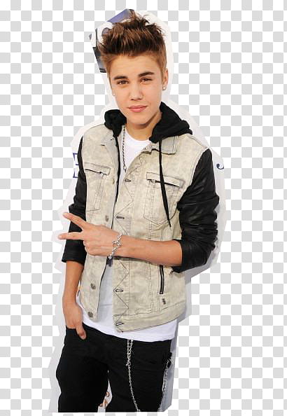 Justin Bieber doing peace sign transparent background PNG clipart