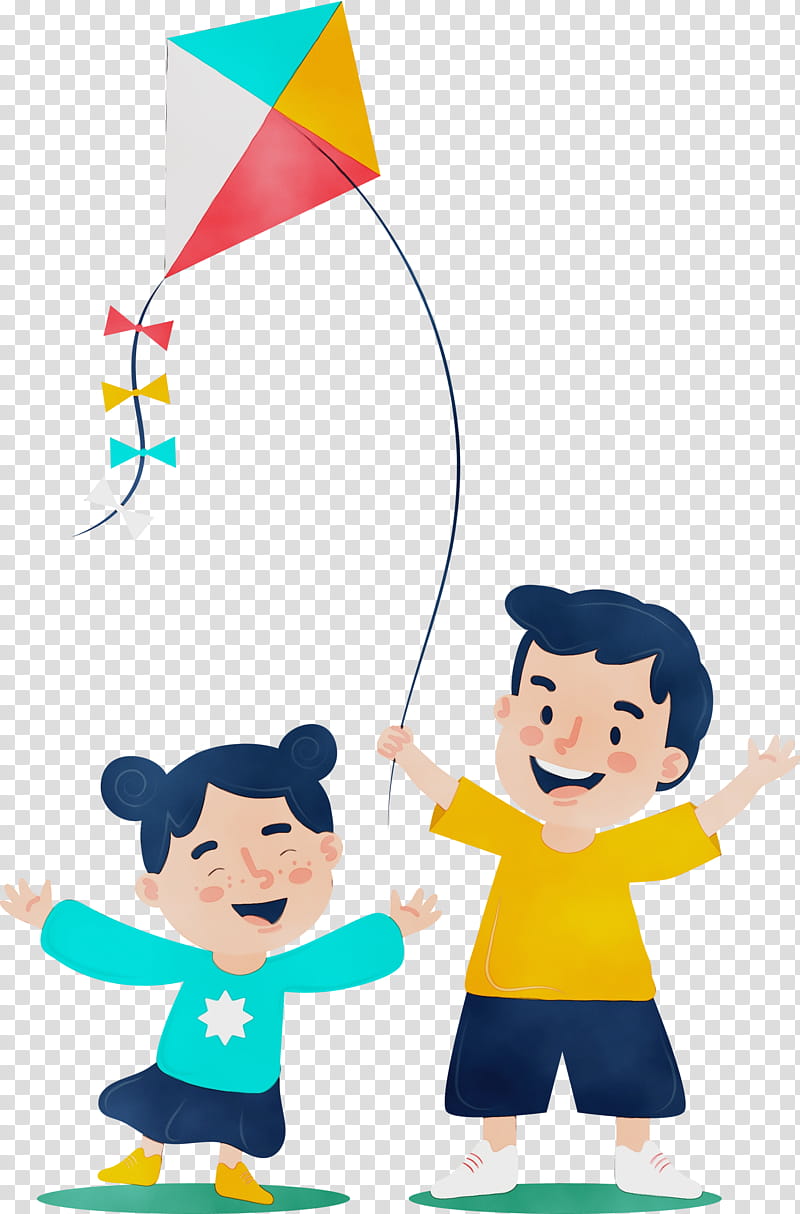 cartoon child, Makar Sankranti, Magha, Mela, Maghi, Bhogi, Kite, Watercolor transparent background PNG clipart