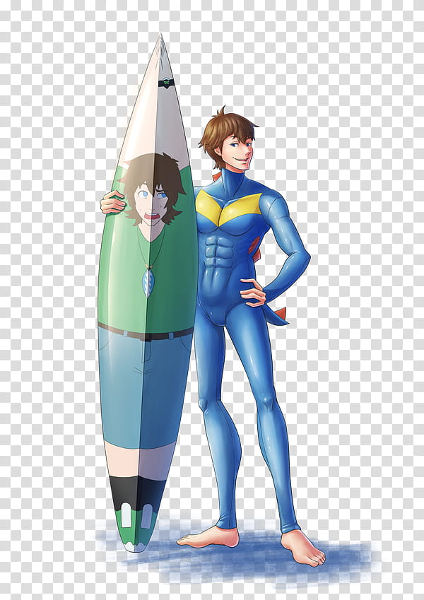 Totodile Wetsuit and Surfboard TF, male anime character holding surfboard illustration transparent background PNG clipart
