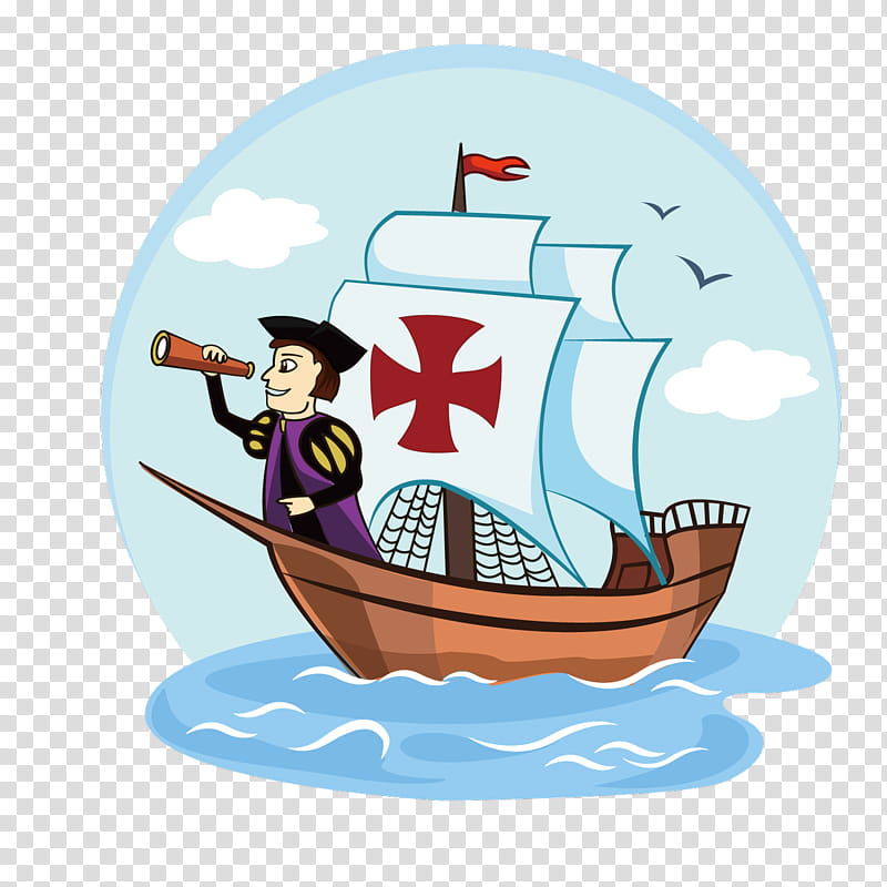Columbus Day, Drawing, Water Transportation, Cartoon, Boat, Vehicle, Boating, Watercraft transparent background PNG clipart