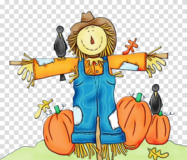 cartoon scarecrow, Watercolor, Paint, Wet Ink, Cartoon transparent background PNG clipart