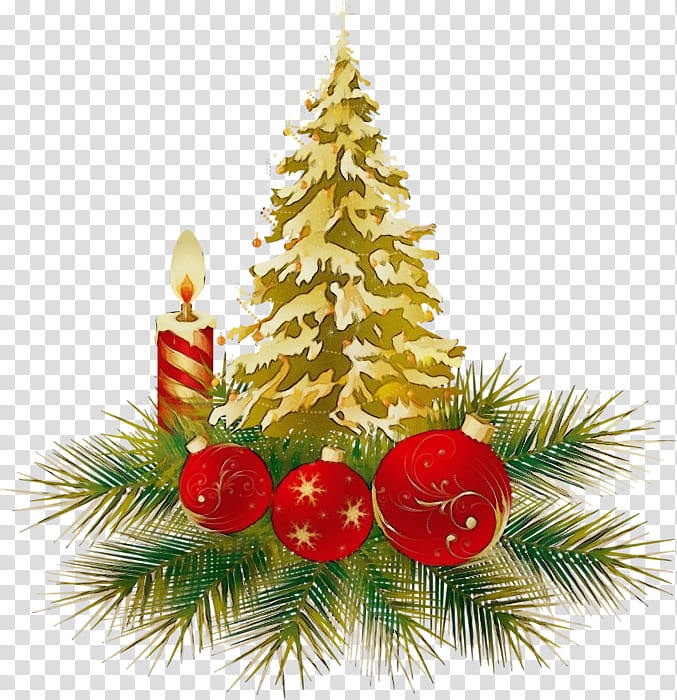 Christmas decoration, Watercolor, Paint, Wet Ink, Christmas Tree, Colorado Spruce, Oregon Pine, Christmas Ornament transparent background PNG clipart