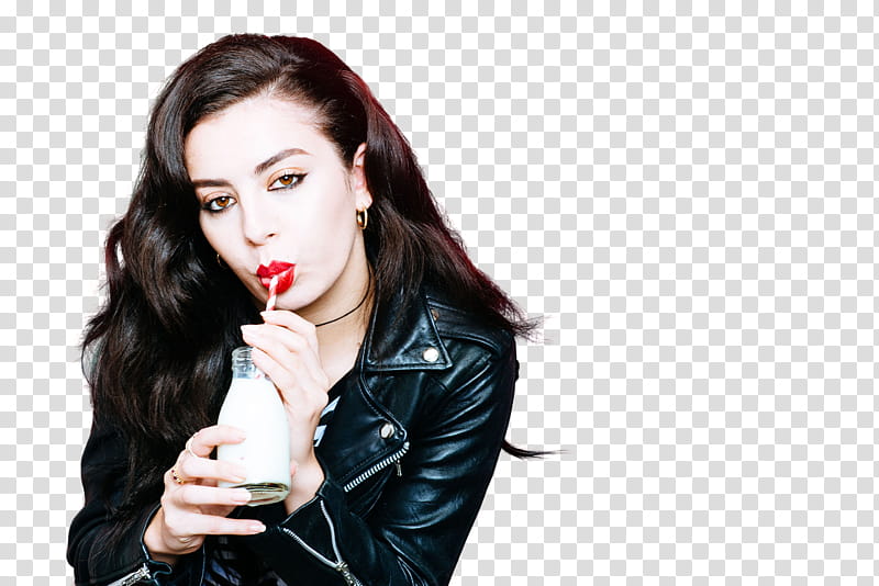 Charli XCX, Charli XCX sipping milk transparent background PNG clipart