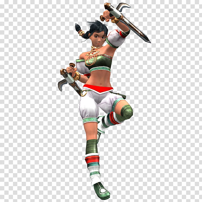 Talim from Soul Calibur , girl anime character in white and green shorts transparent background PNG clipart
