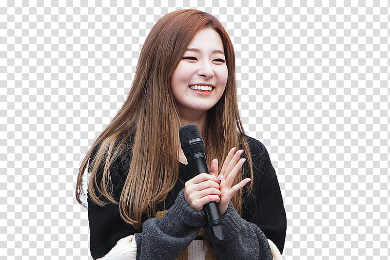 Red Velvet Seulgi, woman holding microphone with both hands transparent background PNG clipart