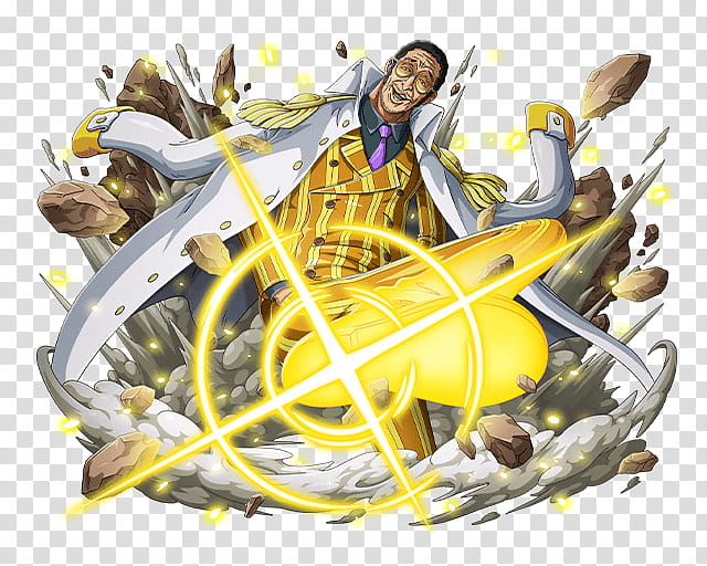 Borsalino AKA Admiral Kizaru, man in blue and yellow suit riding yellow horse transparent background PNG clipart