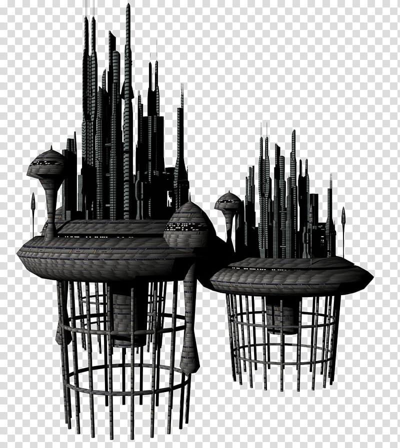 Sci Fi Fantasy Building , two black metal tools illustration transparent background PNG clipart