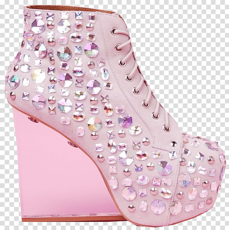 x, women's pink wedge with gemstones transparent background PNG clipart