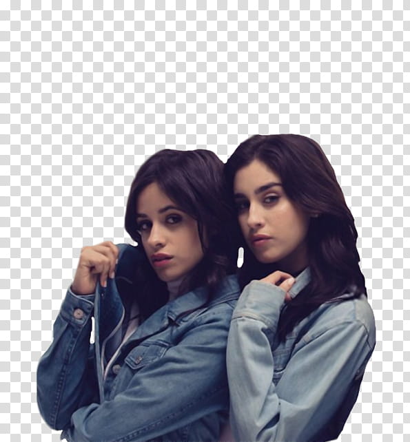 Camren , Camila Cabello and girl wearing gray denim jacket transparent background PNG clipart