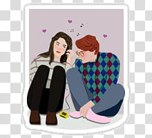 Stranger Things Stickers , two woman and man arts transparent background PNG clipart