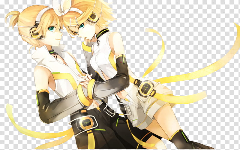 Render  Special Kagamine, two yellow-haired female animated characters transparent background PNG clipart