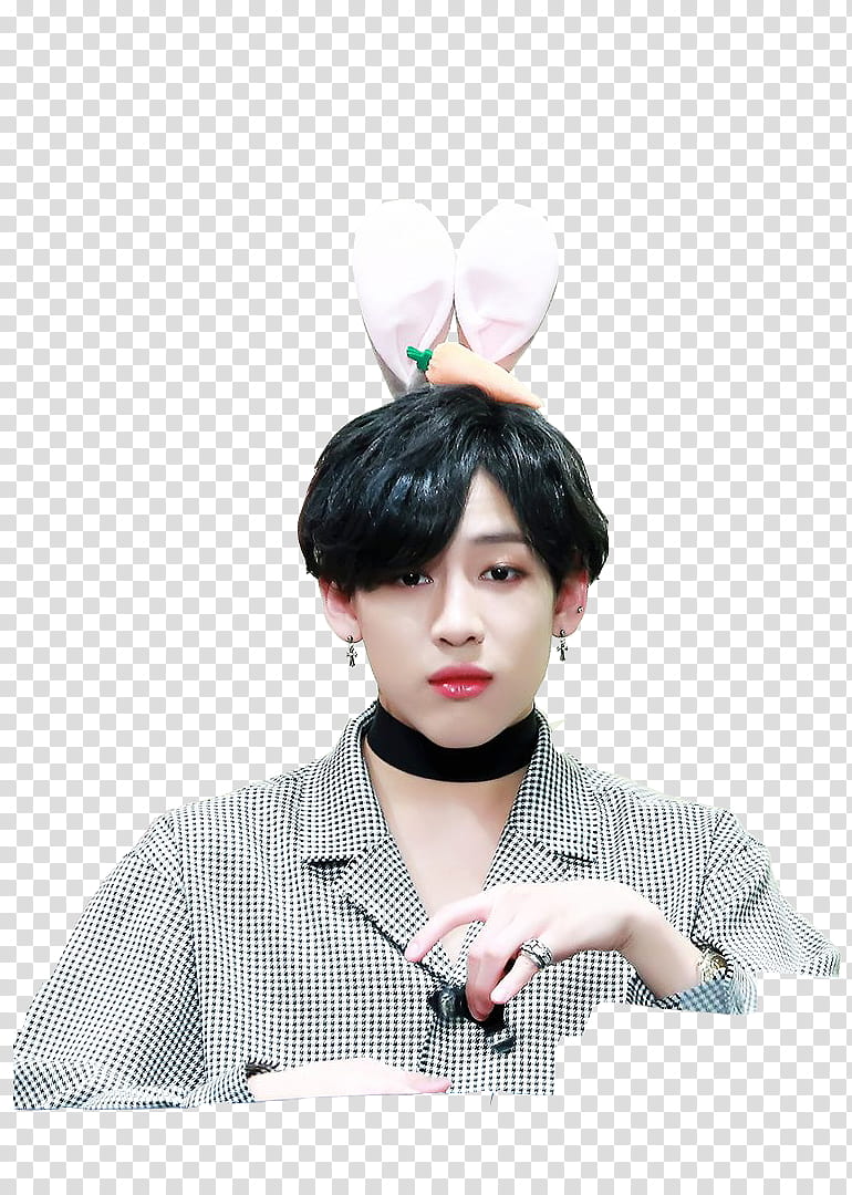 GOT BAMBAM RENDER , person wearing rabbit ears and lipstick transparent background PNG clipart