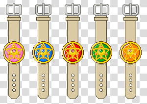 Sailor Moon R, Comunicator, five assorted-color watches transparent background PNG clipart thumbnail