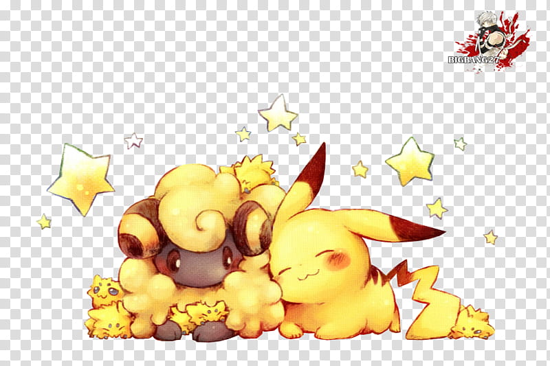 Pokemon render , Pokemon Pikachu beside sheep pokemon art transparent background PNG clipart