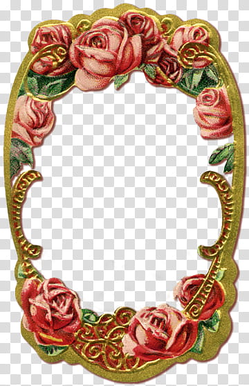red and brown floral oval frame art transparent background PNG clipart