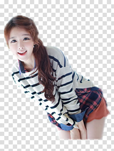 Recursos de ChiHoon y Shin Yeong, woman wearing white and black striped shirt and orange shorts transparent background PNG clipart