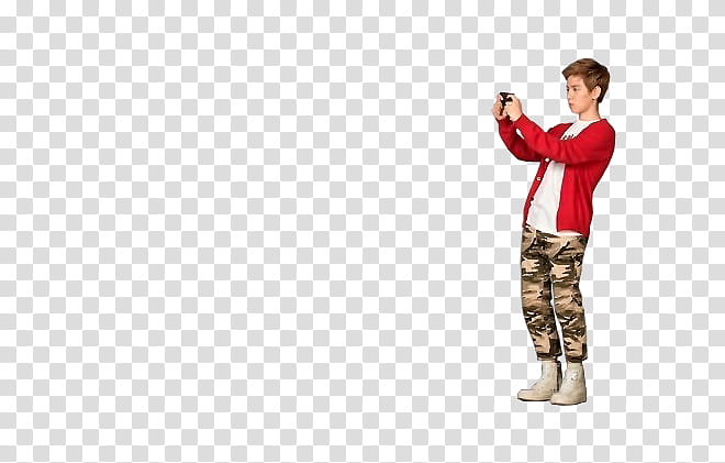 BaekYeol, man in red jacket holding smartphone transparent background PNG clipart