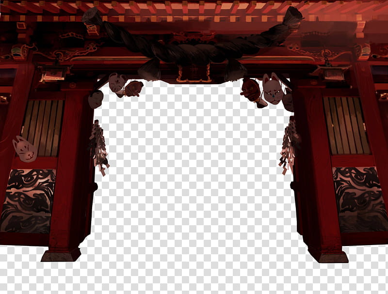 WATCHERS , red and brown wooden archway transparent background PNG clipart