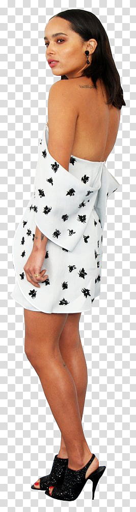 ZOE KRAVITZ ASSJAY, woman in white mini dress transparent background PNG clipart