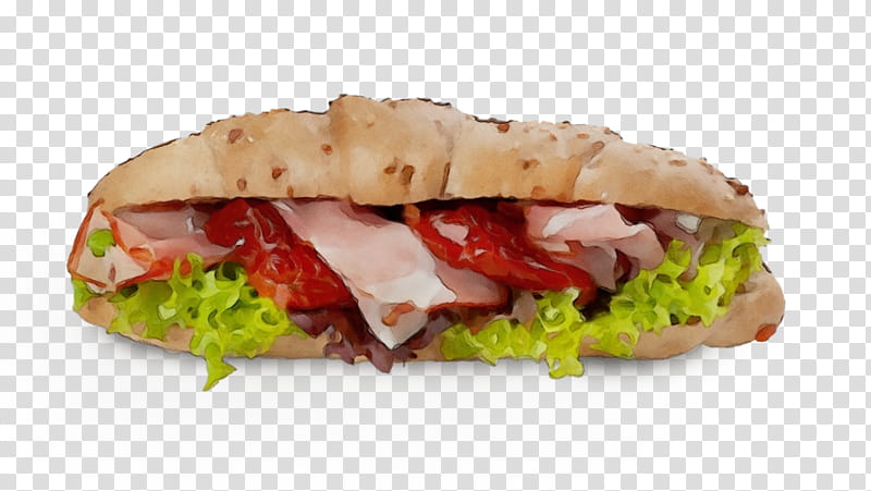 food cuisine dish submarine sandwich ham and cheese sandwich, Watercolor, Paint, Wet Ink, Ingredient, Fast Food, Bocadillo, Ciabatta transparent background PNG clipart
